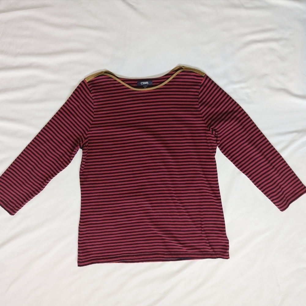 Chaps Women's Boat Neck Striped 3/4 sleeve top, size XL
